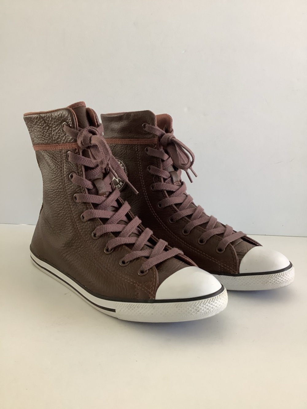 Converse Brown Leather High Top Sneakers size 8 - Picture 3 of 8